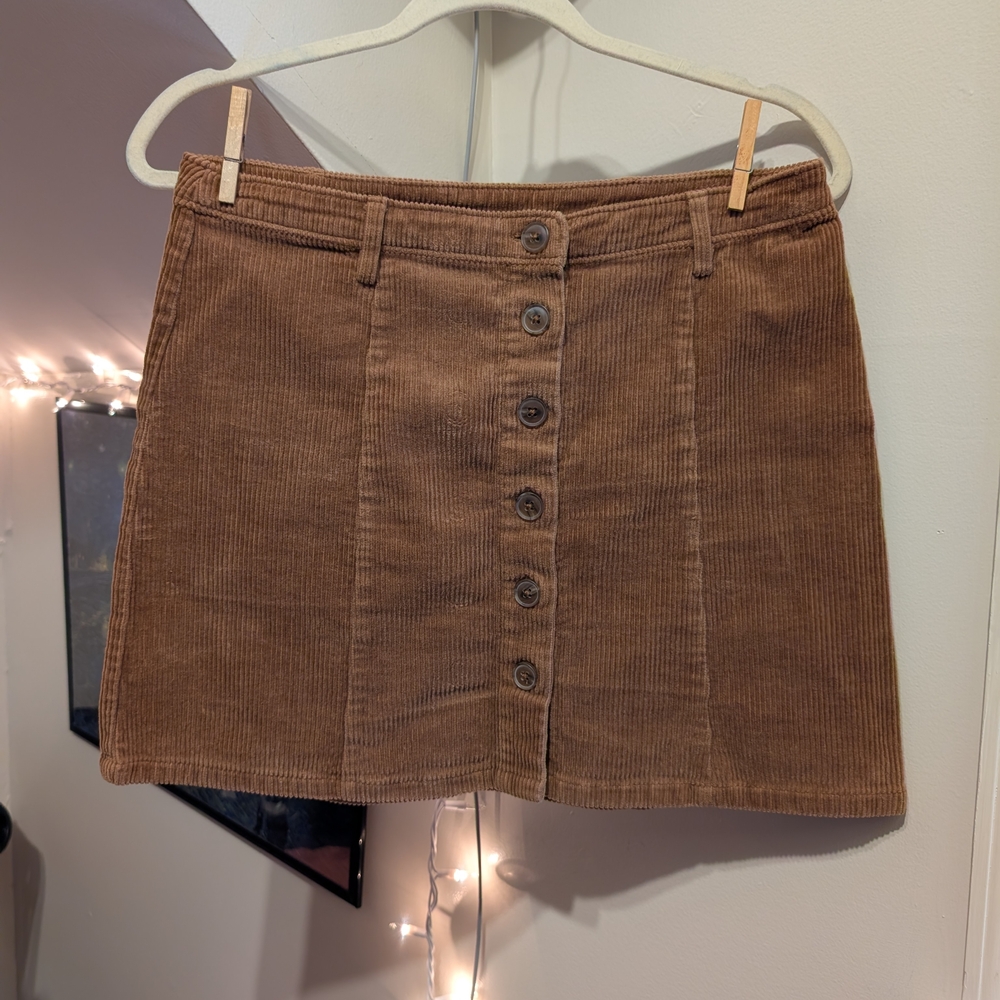 Forever 21 Brown Corduroy Button Mini Skirt